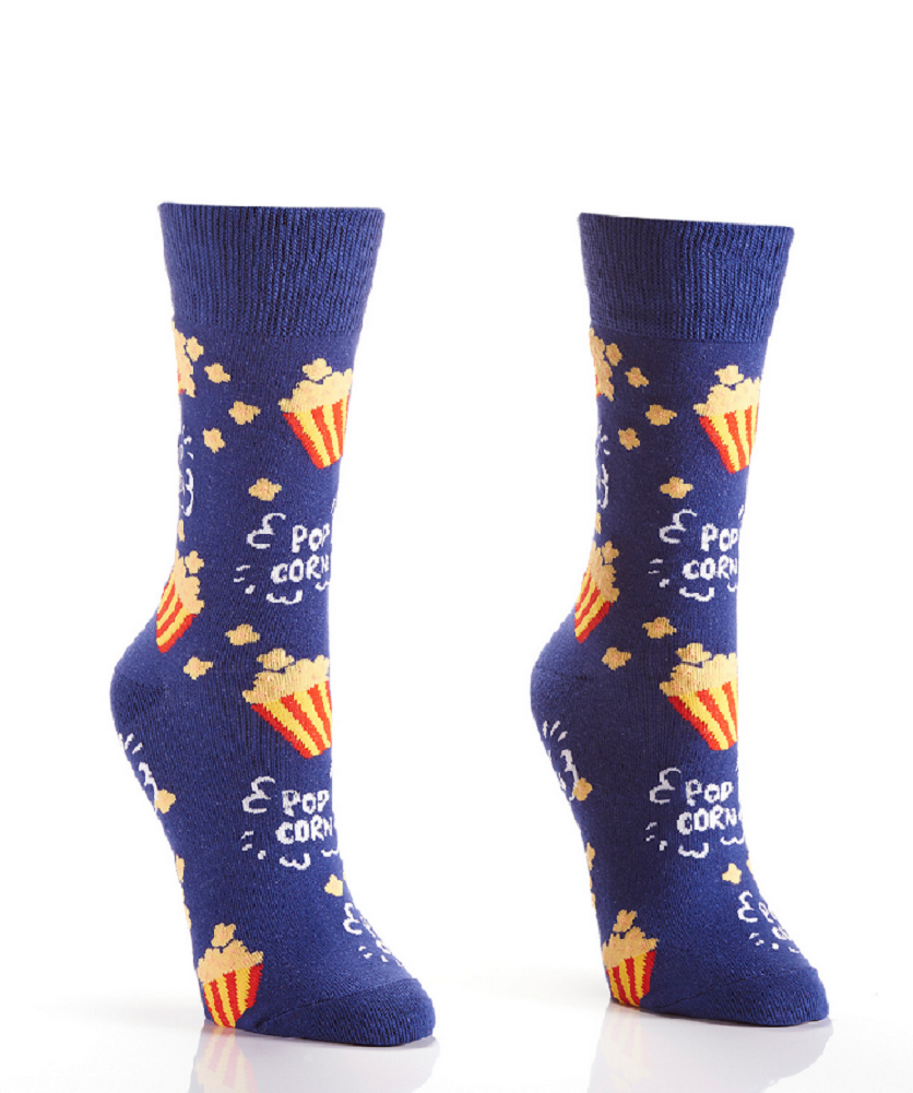 POPCORN on Navy Blue Women's Crew Socks by Yo Sox eBay